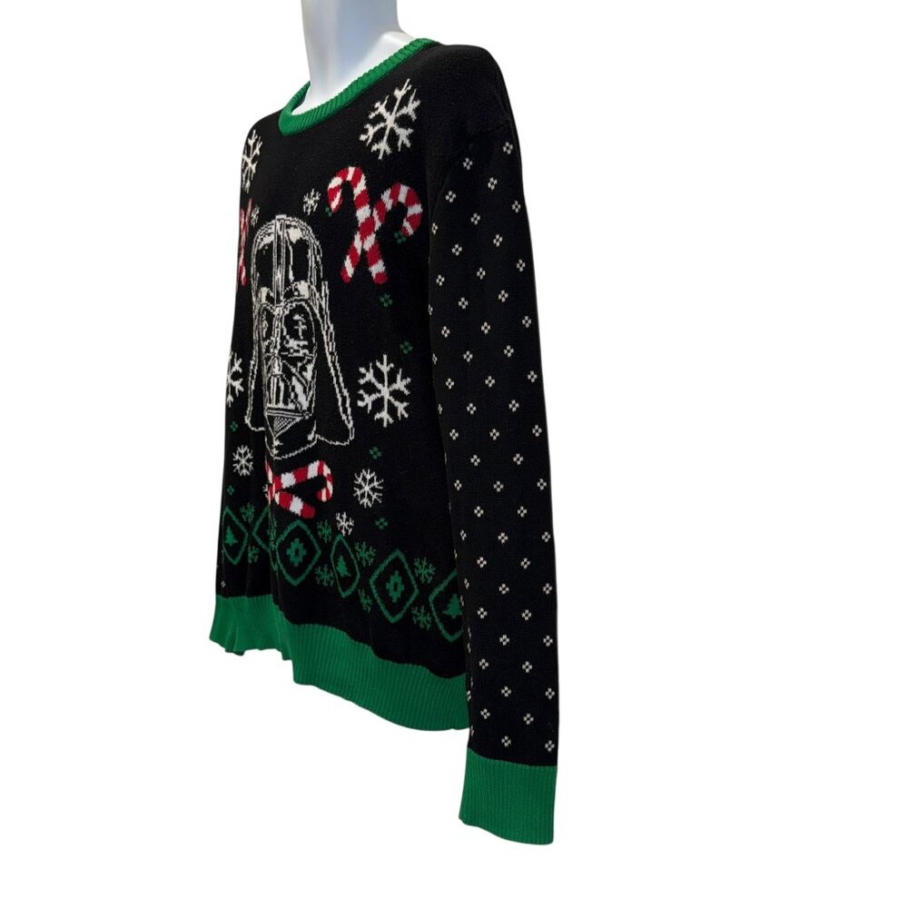 Star Wars Darth Vader Sweater Mens XL Ugly Christmas Holiday Candy Canes Black - Picture 5 of 9